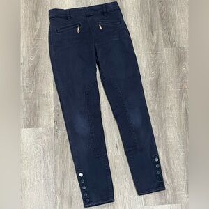 Tory Burch Size 25 Navy Stretch Front Pocket Size Zip Ankle Button Pants Chino